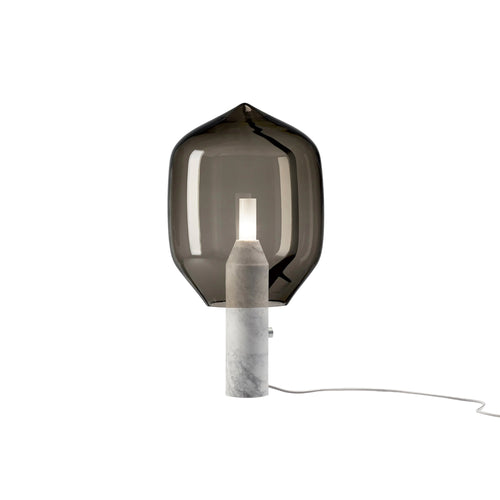 Lighthouse Table Lamp: Grey + Carrara White Marble