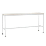 Base High Table with Castors: 190 + High + Narrow + White Nanolaminate + Plywood Edge + White