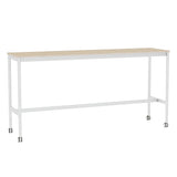 Base High Table with Castors: 190 + High + Narrow + Lacquered Oak Veneer + Plywood Edge + White