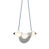 Laurent 09 Suspension Lamp: Nickel Plated + Blue + Angled Wires