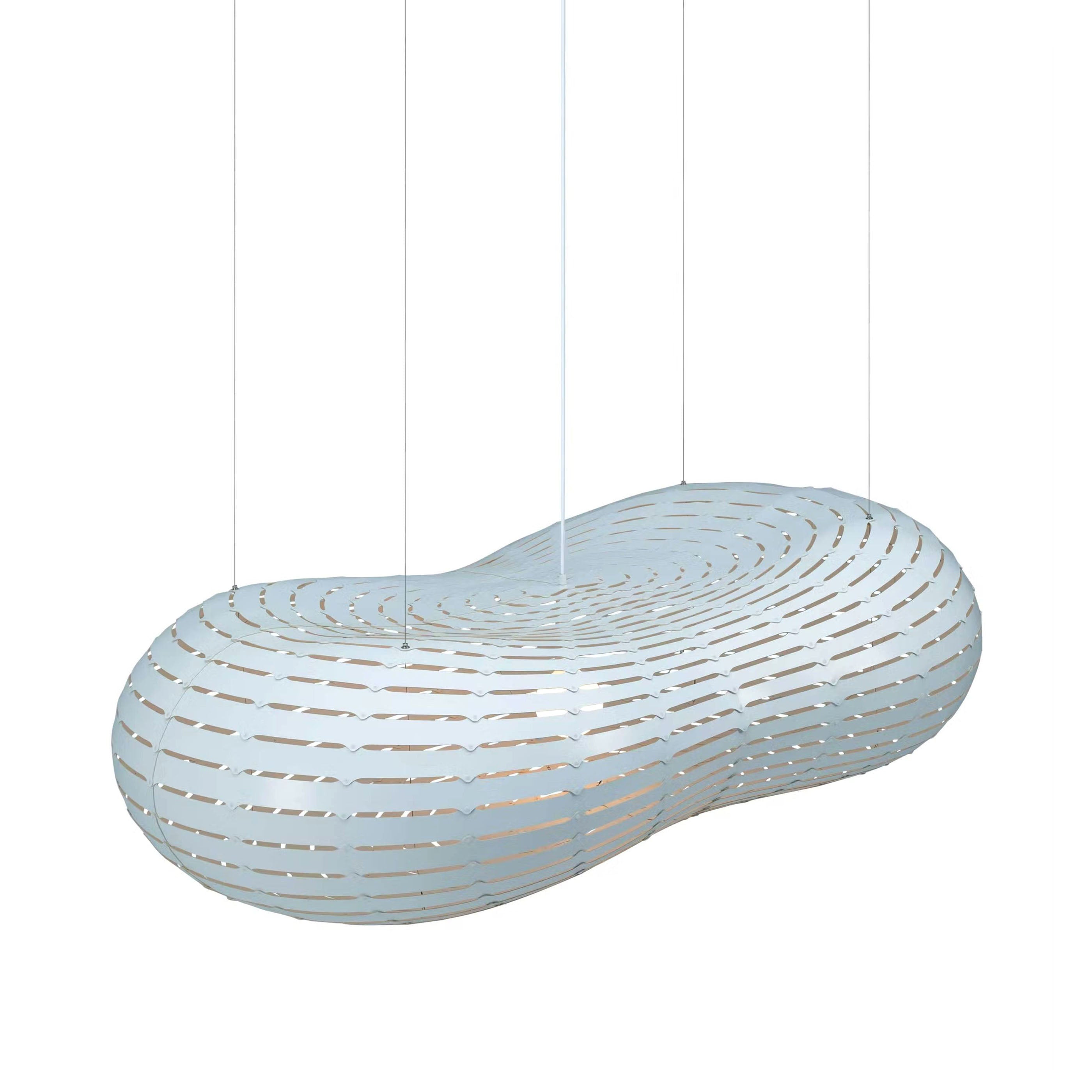 Cloud Suspension Light: Large - 67.6 + Blue + Bamboo + White