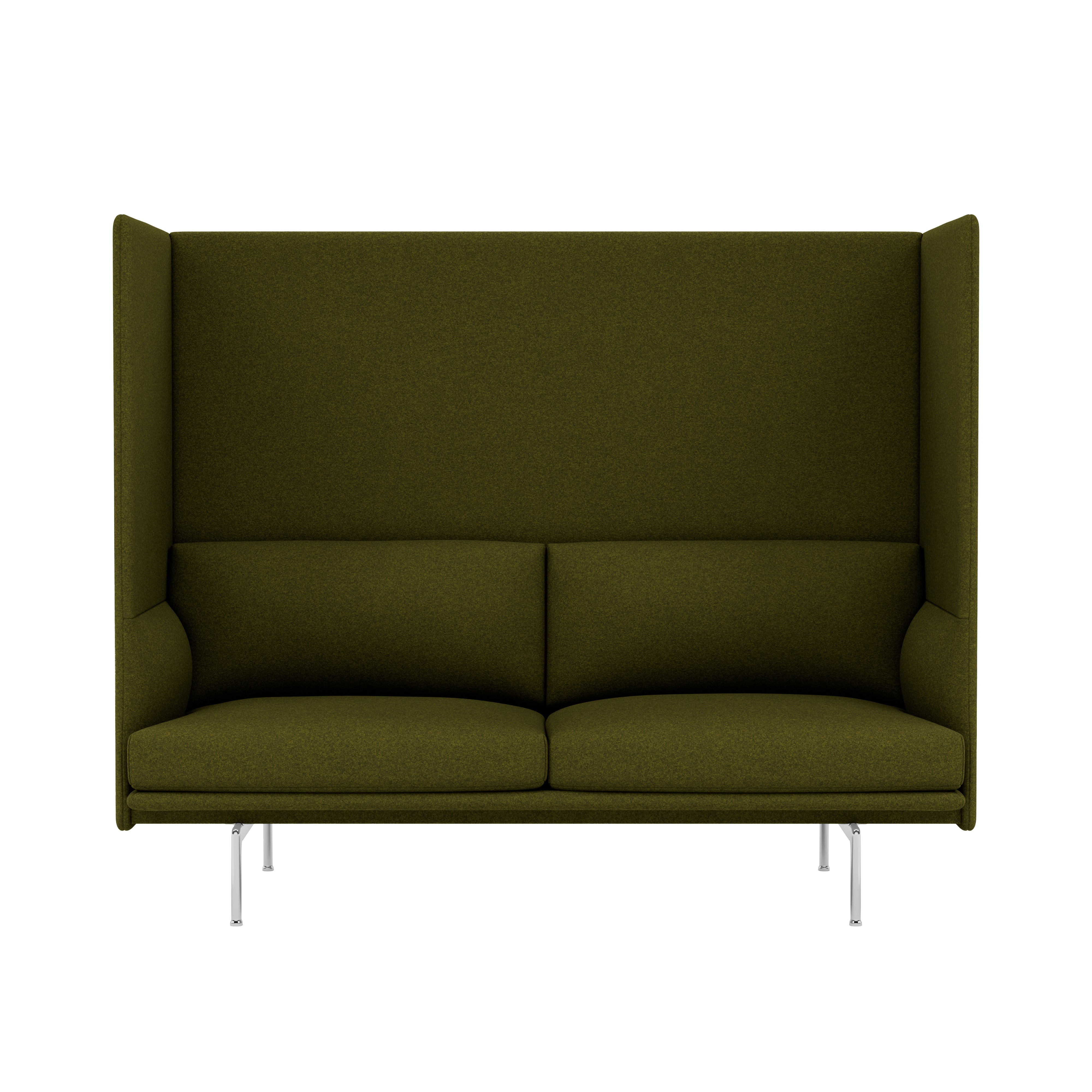 Outline Highback 2-Seater Sofa: Large + Low + Polished Aluminum