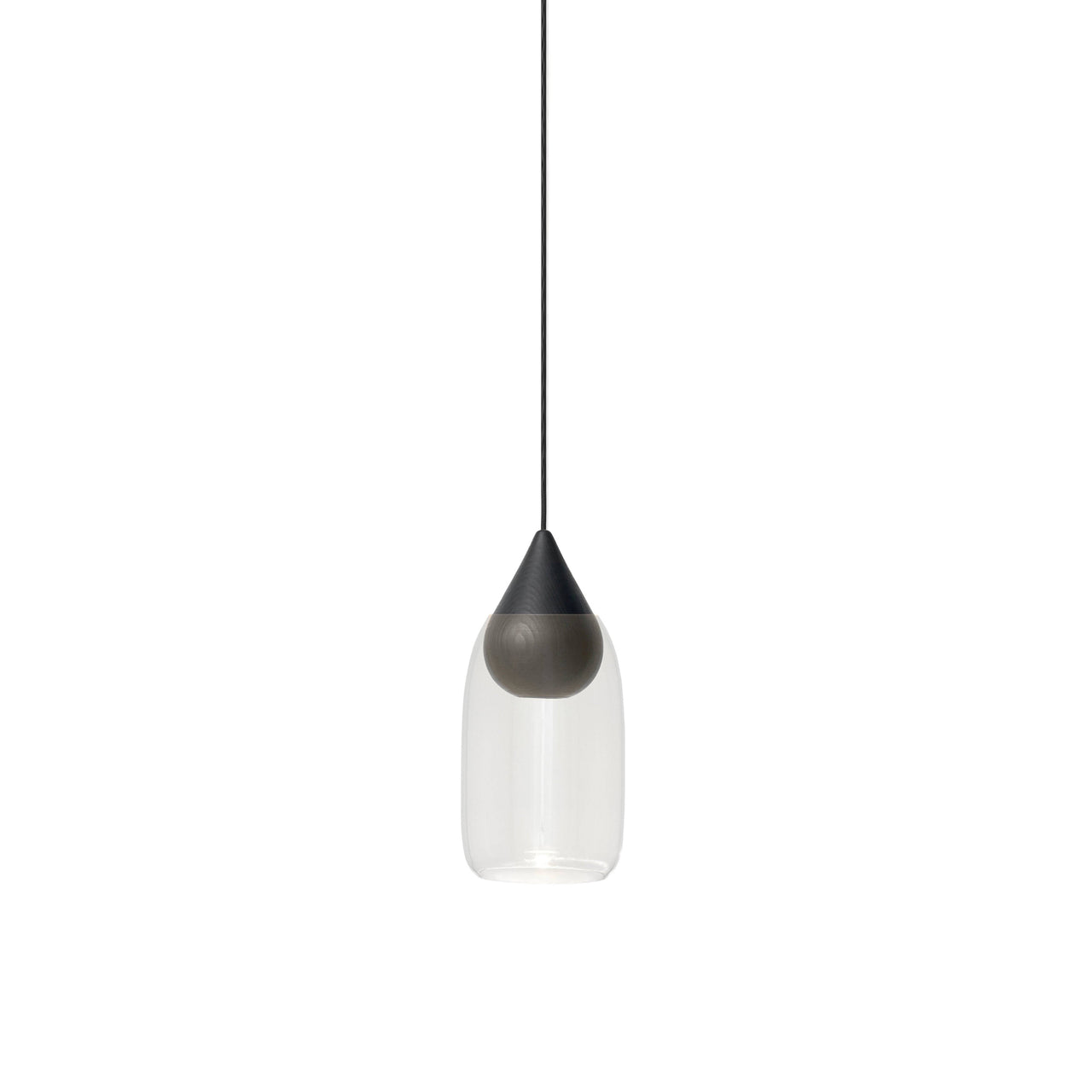 Liuku Pendant Drop Light: Transparent + Black Stained Lacquered