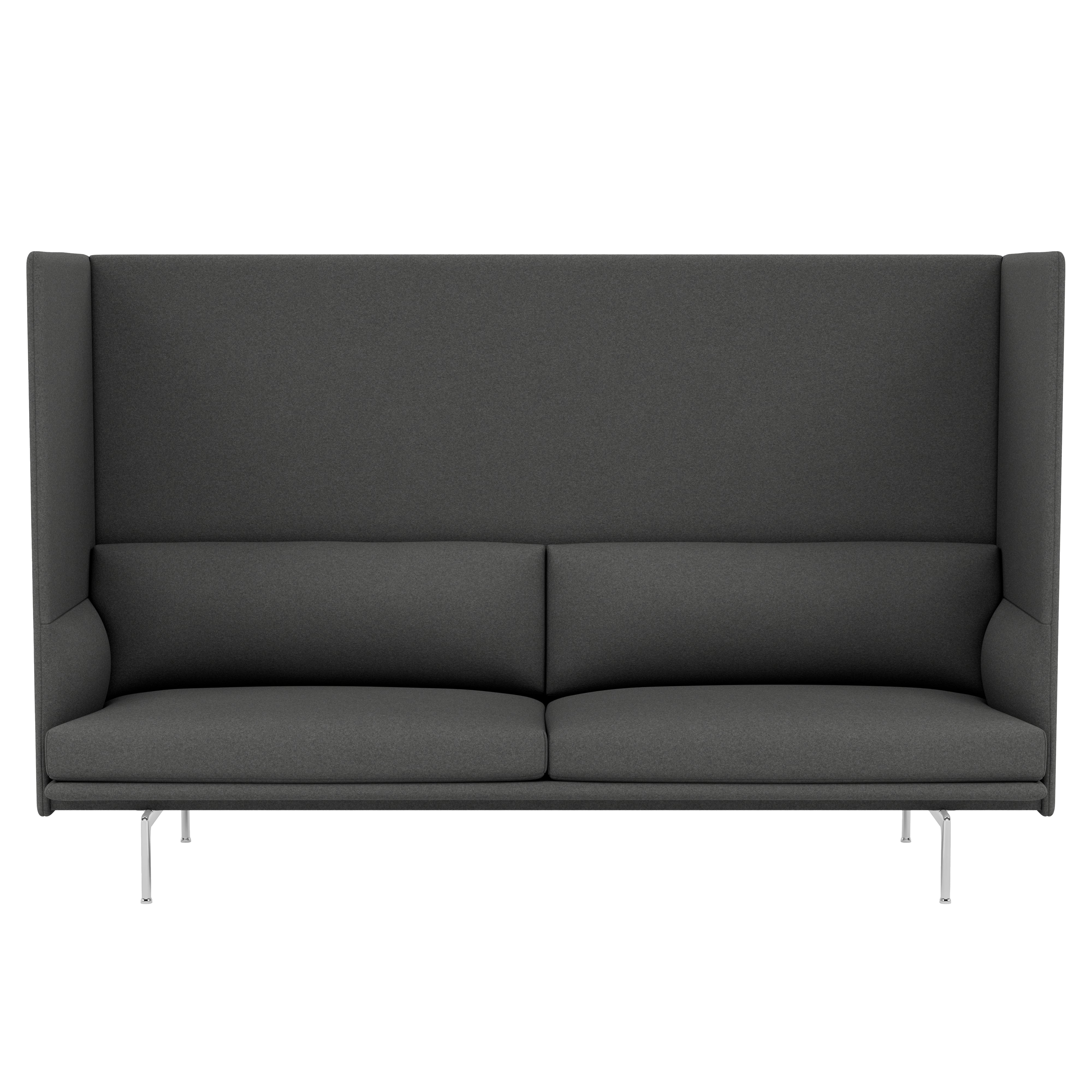 Outline Highback 3-Seater Sofa: Large + Low + Polished Aluminum