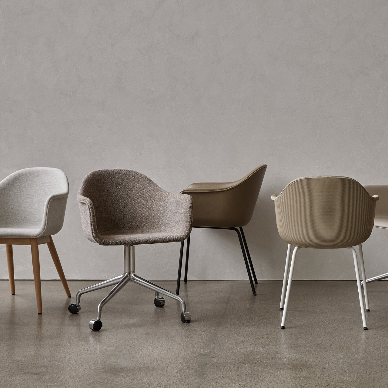 Harbour Dining Chair Star Base with Castors: Upholstered