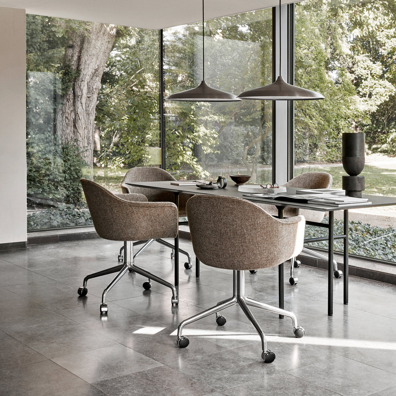 Harbour Dining Chair Star Base with Castors: Upholstered