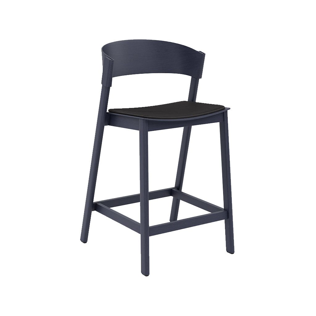 Cover Counter Stool: Upholstered + Midnight Blue + Without Footrest