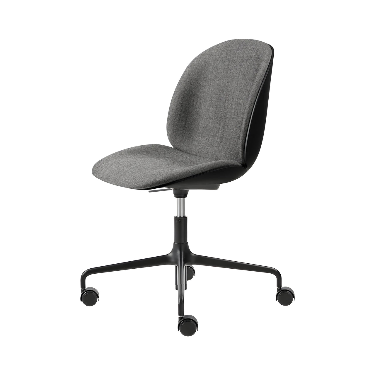 Beetle Adjustable Meeting Chair: 4 Star Base with Castors + Front Upholstered + Black