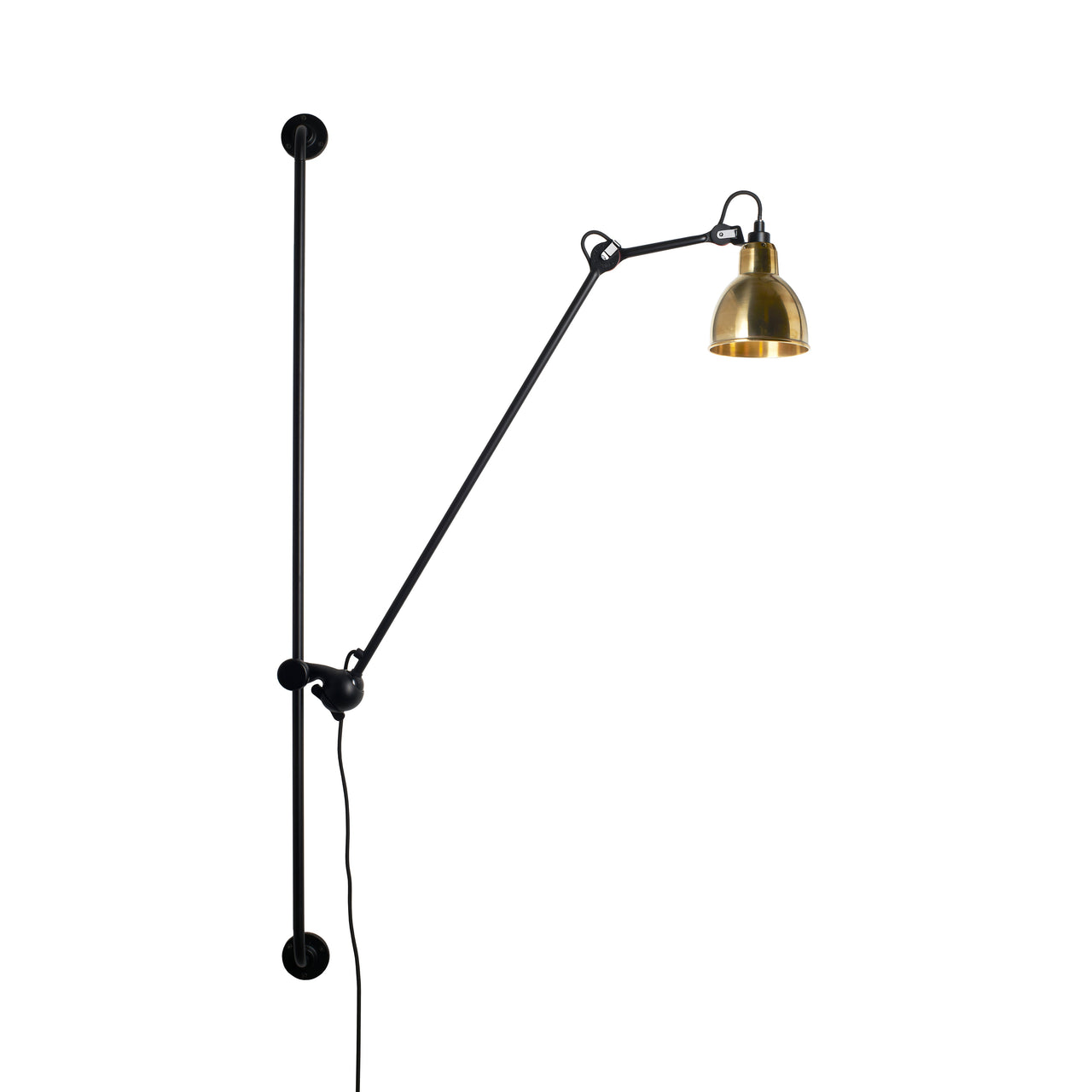 Lampe Gras N°214 Wall Lamp: Brass + Round