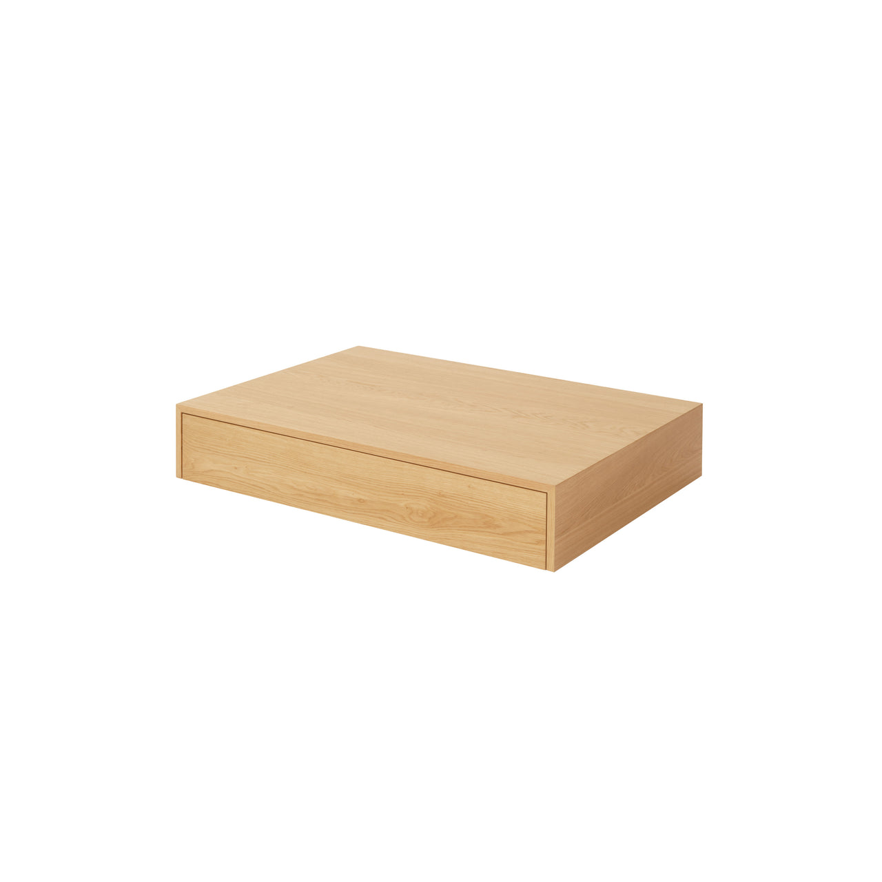 Mass Wide Coffee Table: With Drawer + Oak