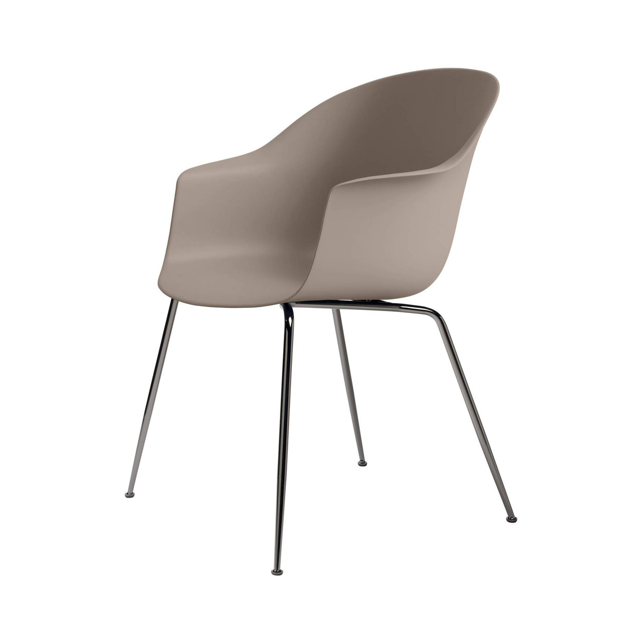 Bat Dining Chair: Conic Base + New Beige + Black Chrome