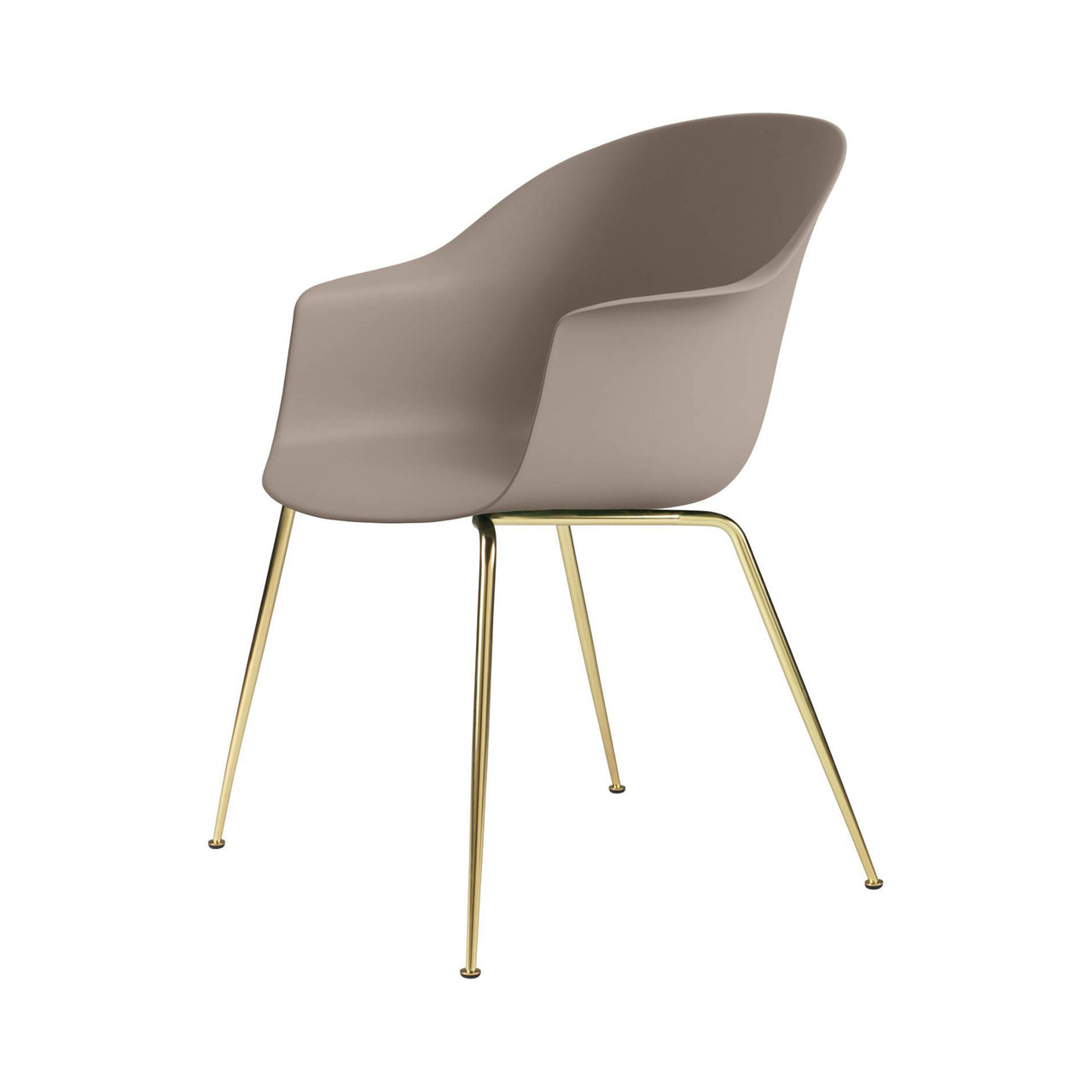 Bat Dining Chair: Conic Base + New Beige + Brass Semi Matt