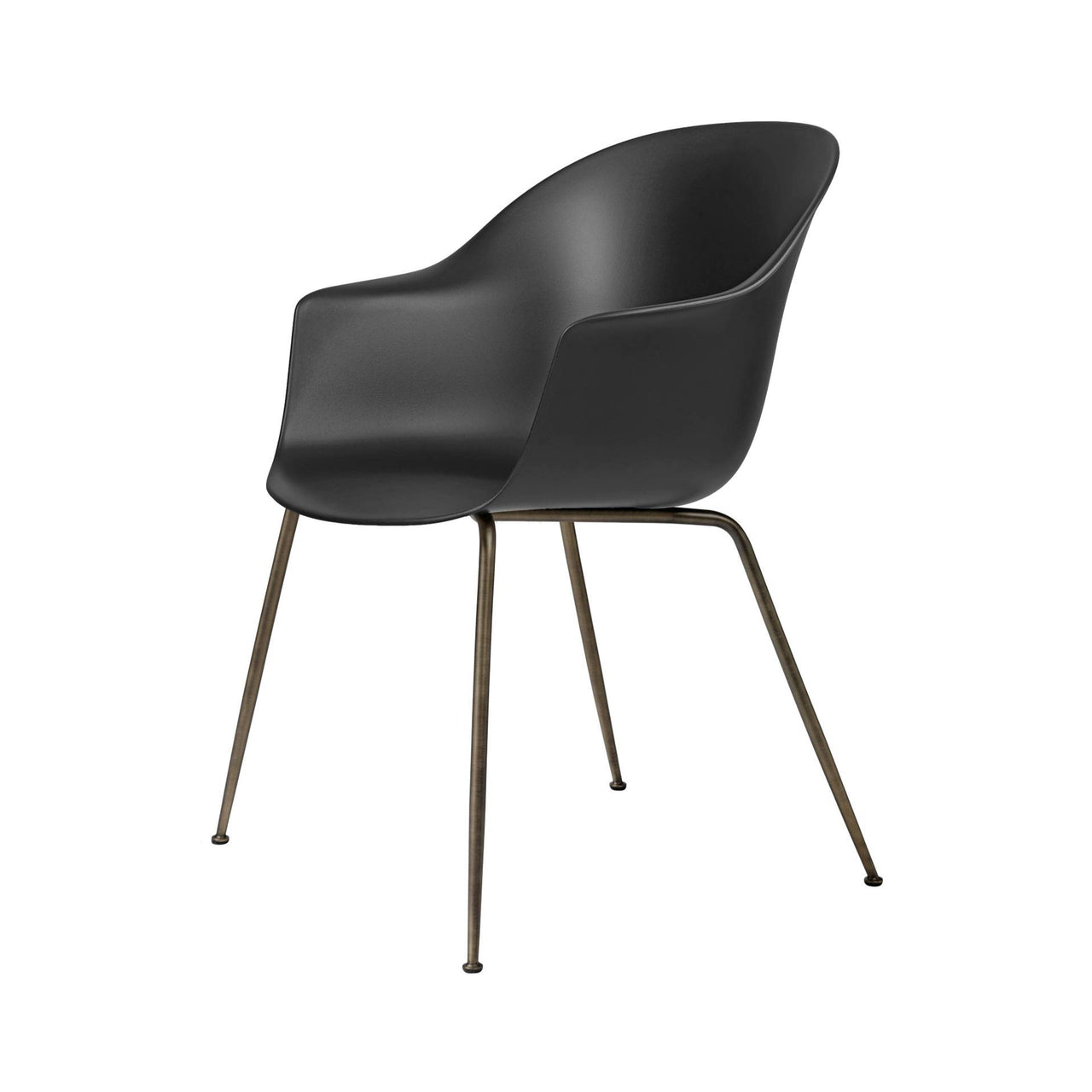 Bat Dining Chair: Conic Base + Black + Antique Brass