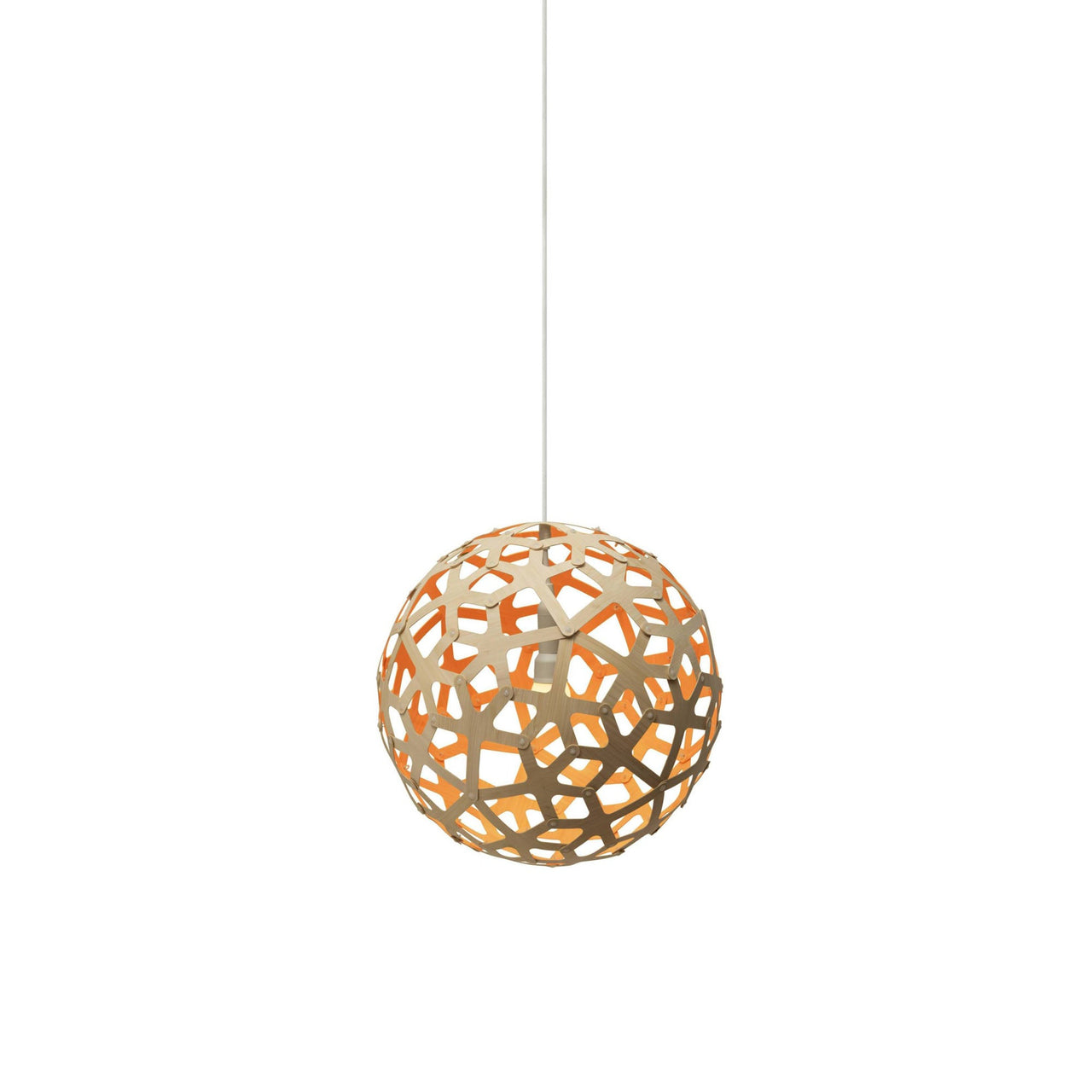 Coral Pendant Light: Extra Small + Bamboo + Orange + White
