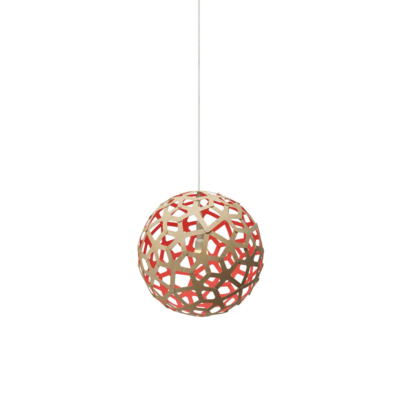 Coral Pendant Light: Extra Small + Bamboo + Red + White