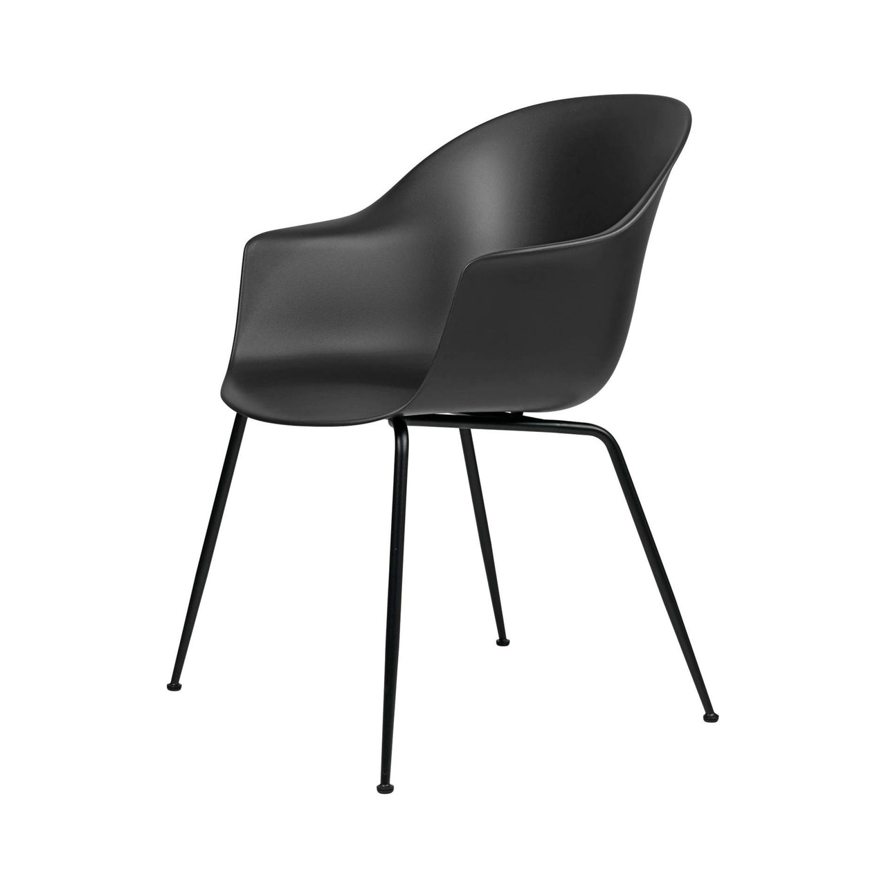 Bat Dining Chair: Conic Base + Black + Black Matt