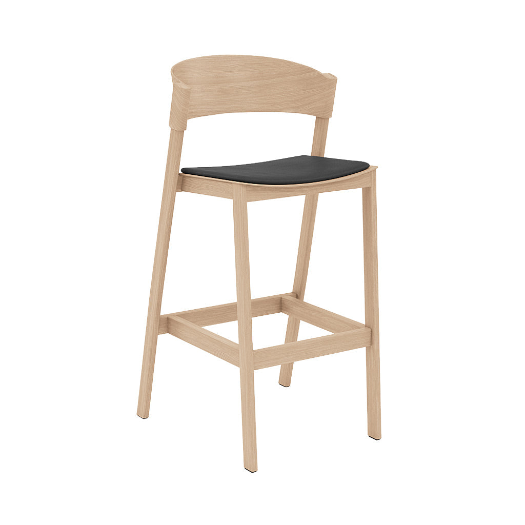 Cover Bar Stool: Upholstered + Oak + Without Footrest