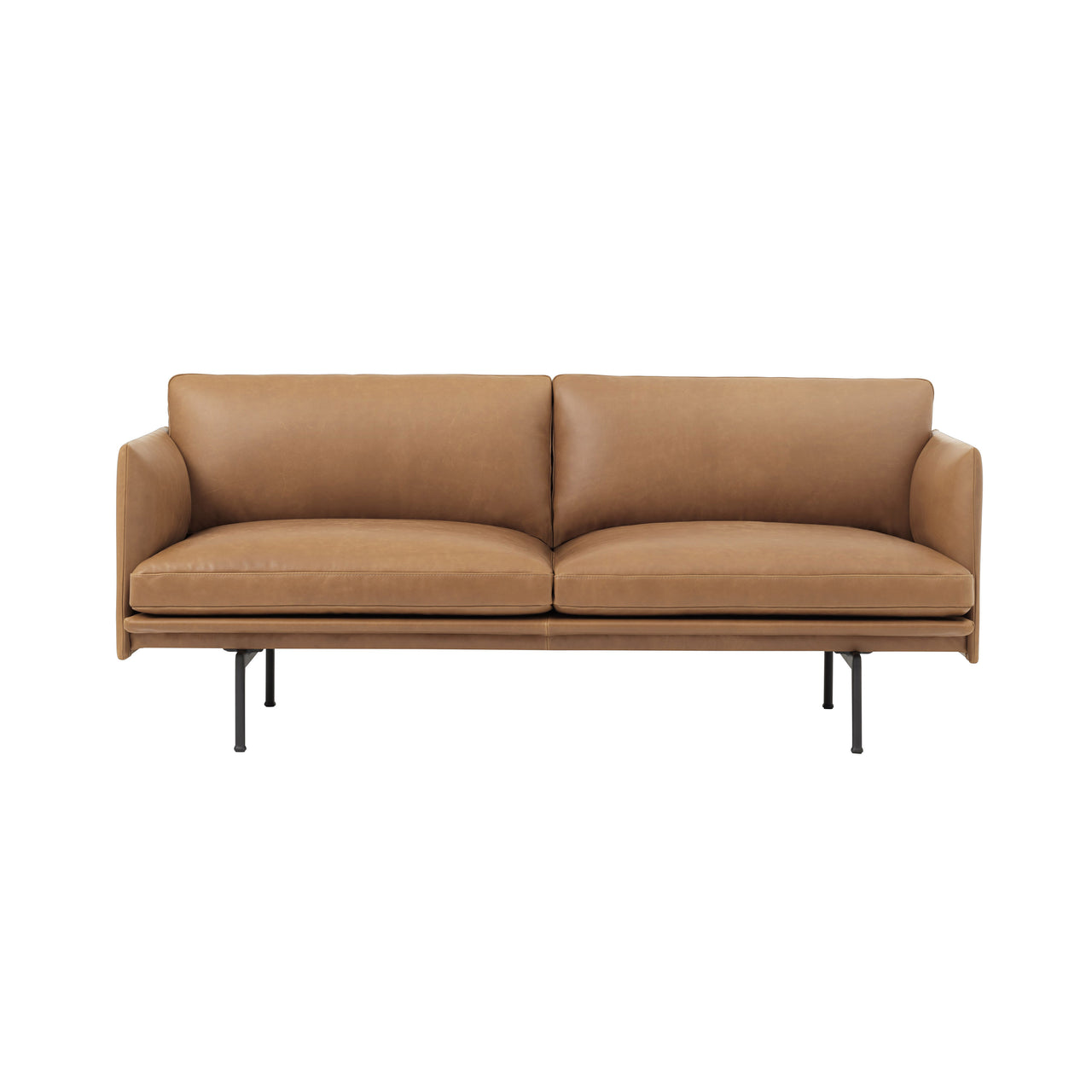 Outline 2-Seater Sofa: Black + Refine Leather Cognac