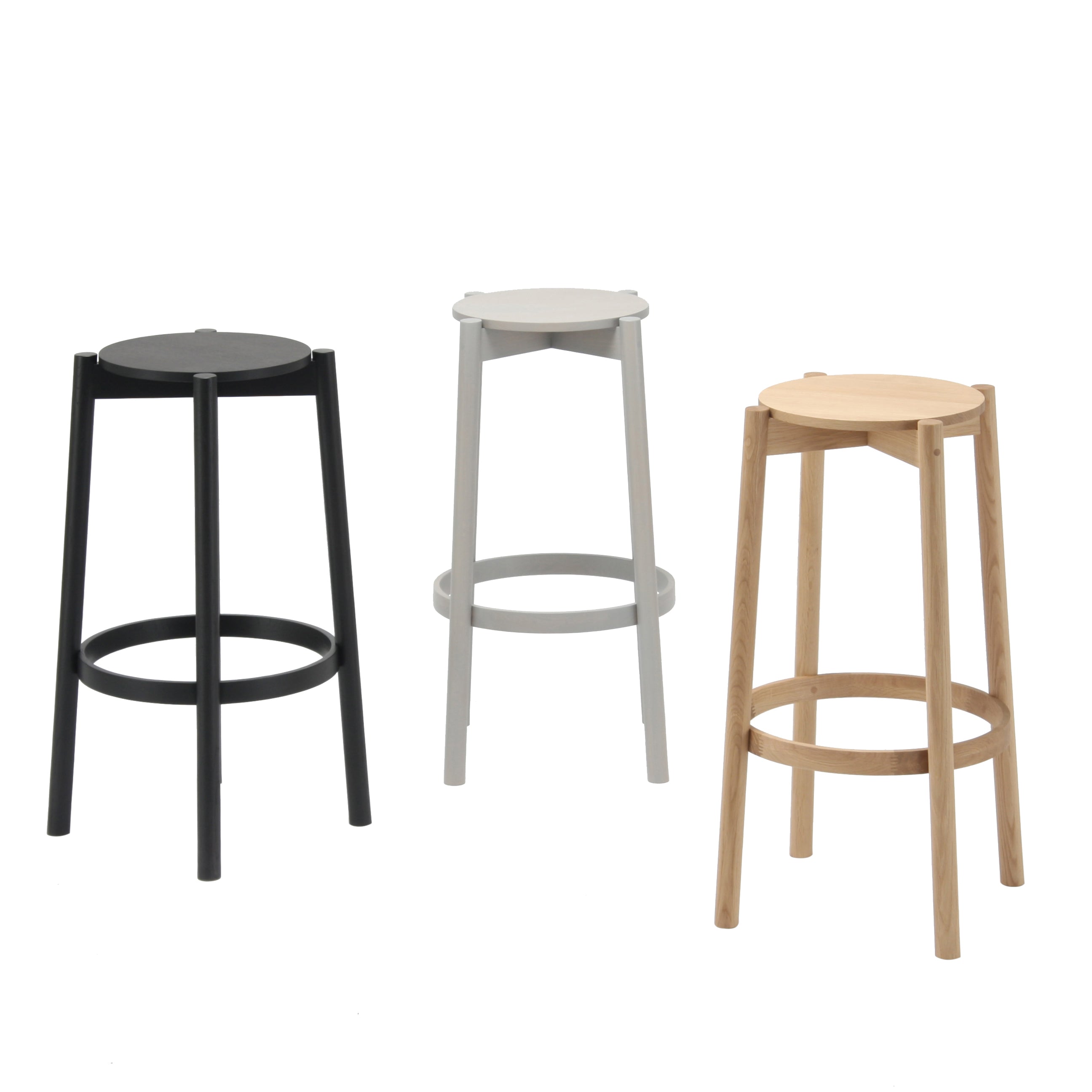 Castor Bar + Counter Stool: Bar + Black + Grain Grey + Pure Oak