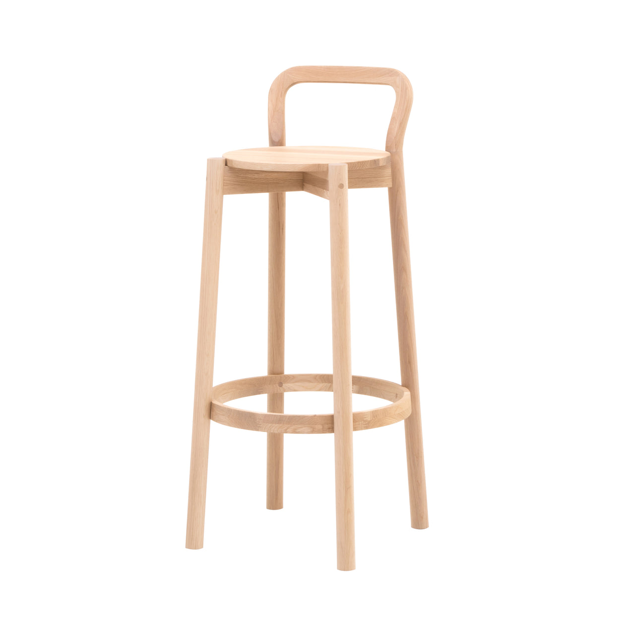 Castor Bar + Counter Stool with Backrest: Bar + Pure Oak