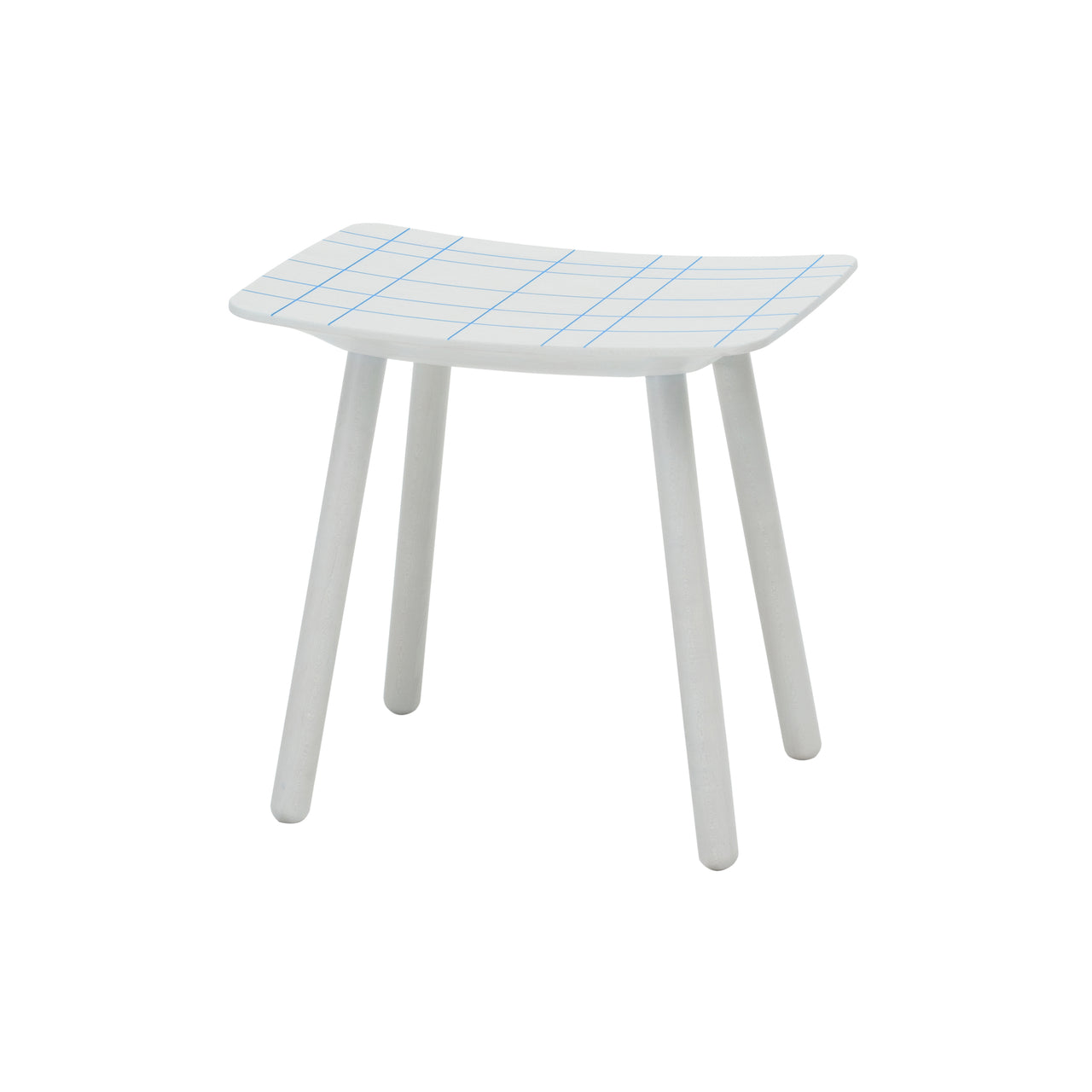 Colour Footstool: Cool White + Blue Grid