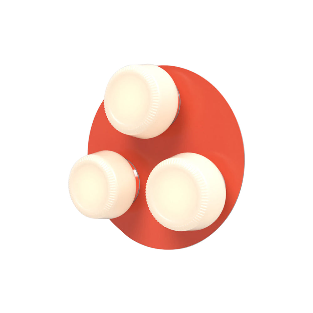 Pastille 3 IP65 Wall Lamp: 3 Cluster + Ribbed + Vermillion