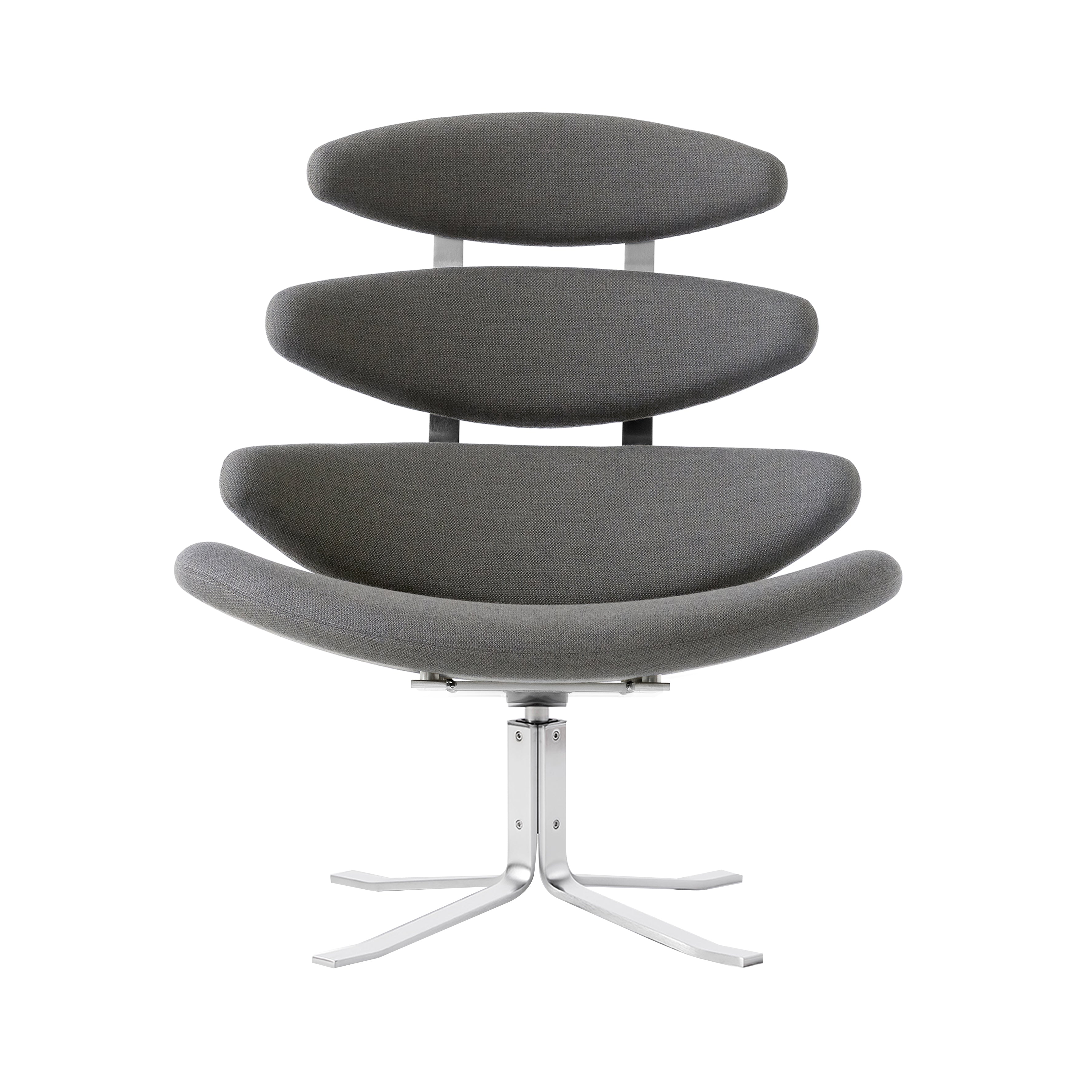 Corona Chair: Brushed Chrome + Without Ottoman