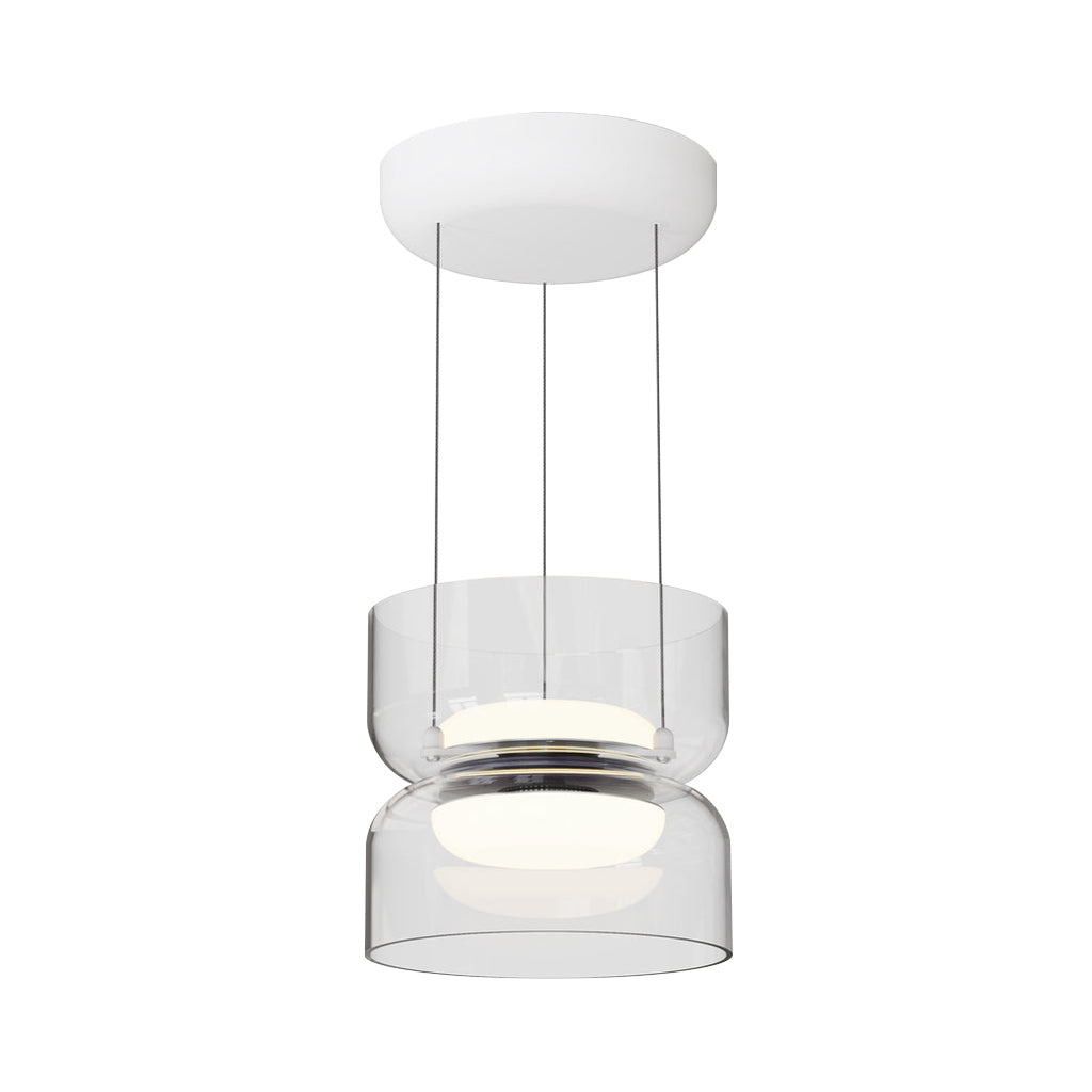 Totem Mini Up + Downlight Pendant: E + Clear + White