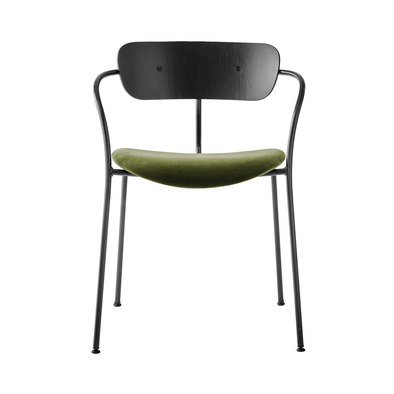 Pavilion Stacking Armchair Upholstered AV4: Black Lacquered Oak + Black