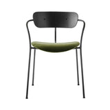 Pavilion Stacking Armchair Upholstered AV4: Black Lacquered Oak + Black