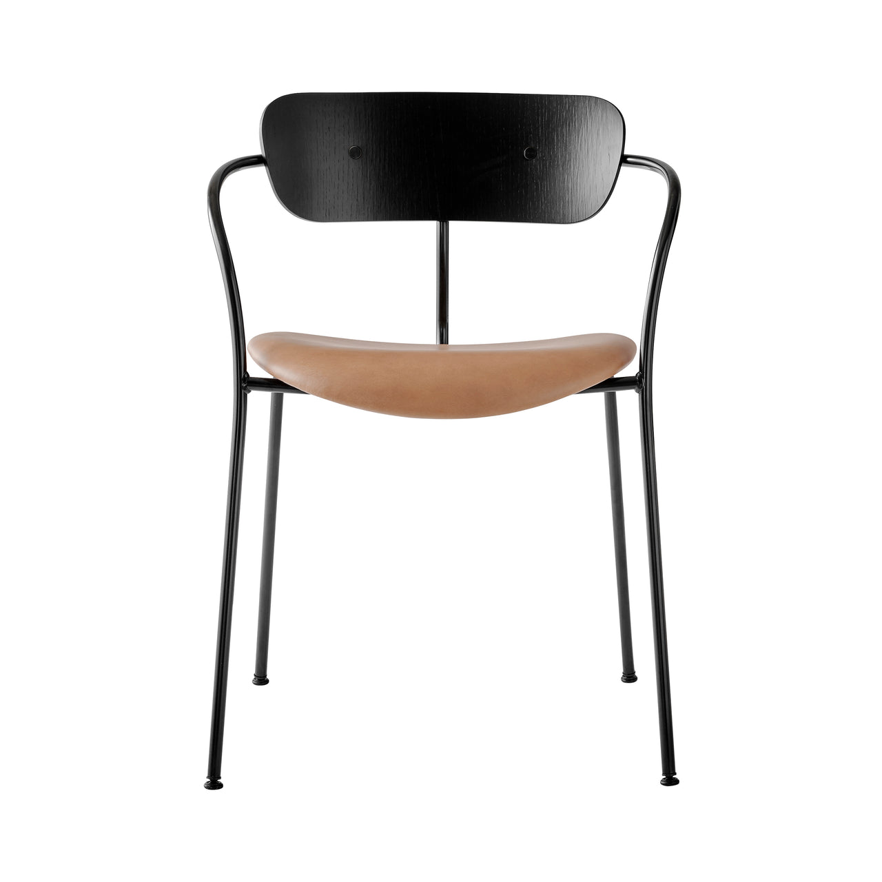 Pavilion Stacking Armchair Upholstered AV4: Black Lacquered Oak + Black