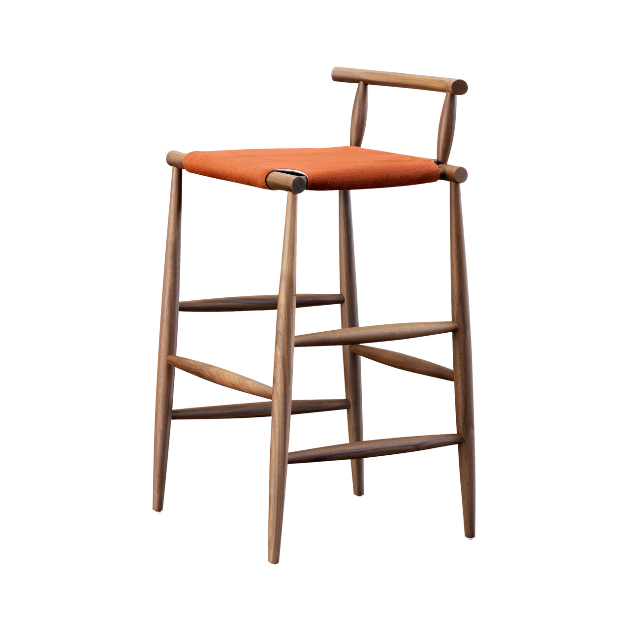 Pelleossa Stool: Seat Upholstered: Oak Stained Walnut