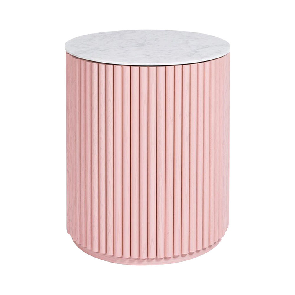Petit Palais Side Table: High + Carrara Marble + Dusty Pink Stained Oak