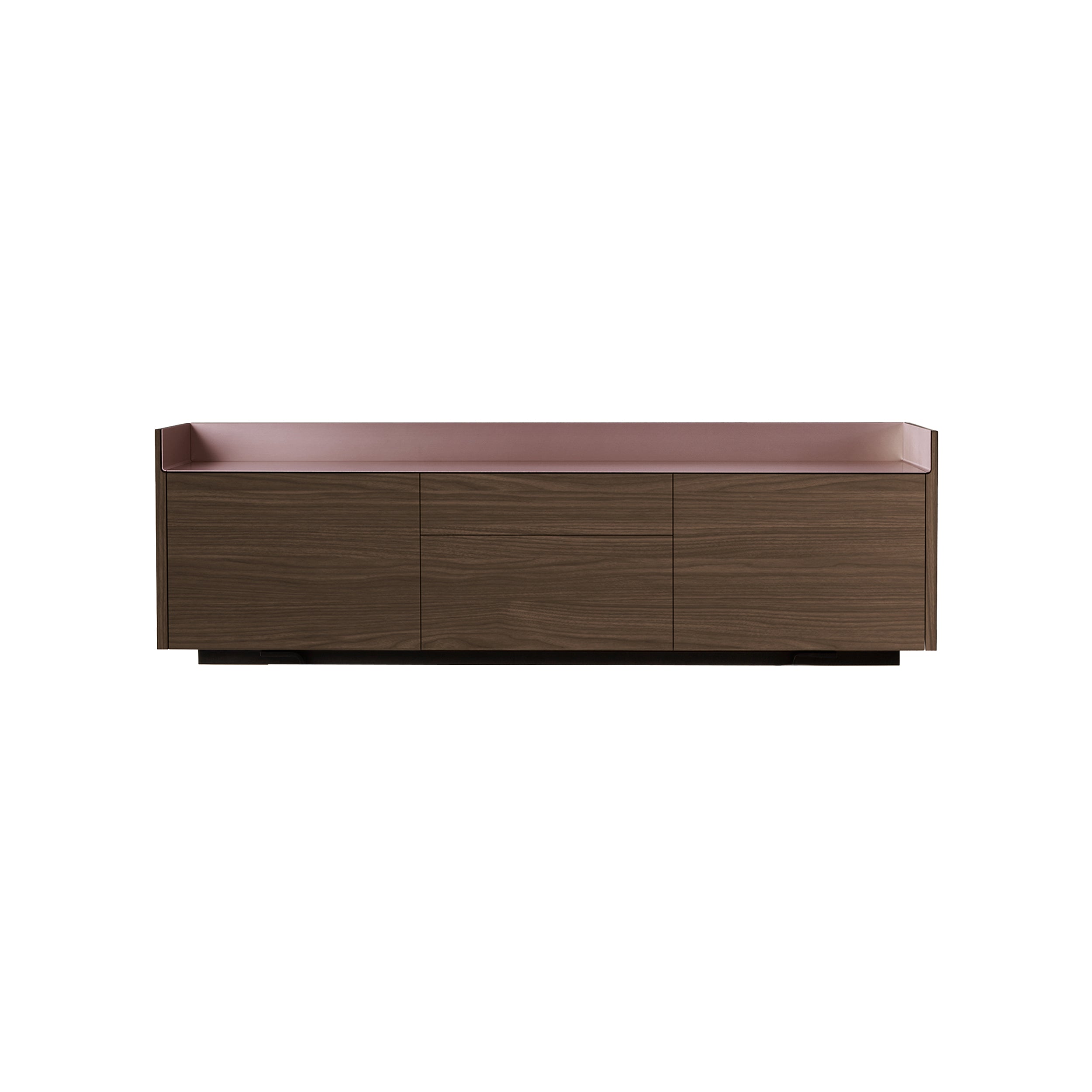 Stockholm STH302 Sideboard: Composition 1 + Walnut Stained Walnut + Anodised Aluminum Pale Rose + Black