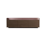 Stockholm STH302 Sideboard: Composition 1 + Walnut Stained Walnut + Anodised Aluminum Pale Rose + Black