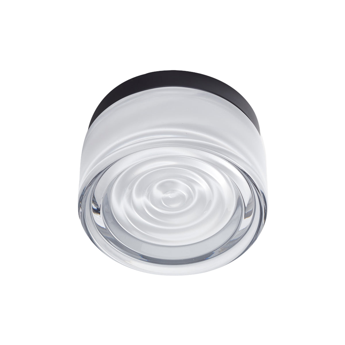 Ripple Flush Mount: White Interior Glass + Black Anodized