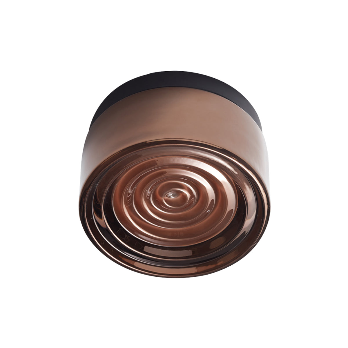 Ripple Flush Mount: Copper Exterior Glass + Black Anodized