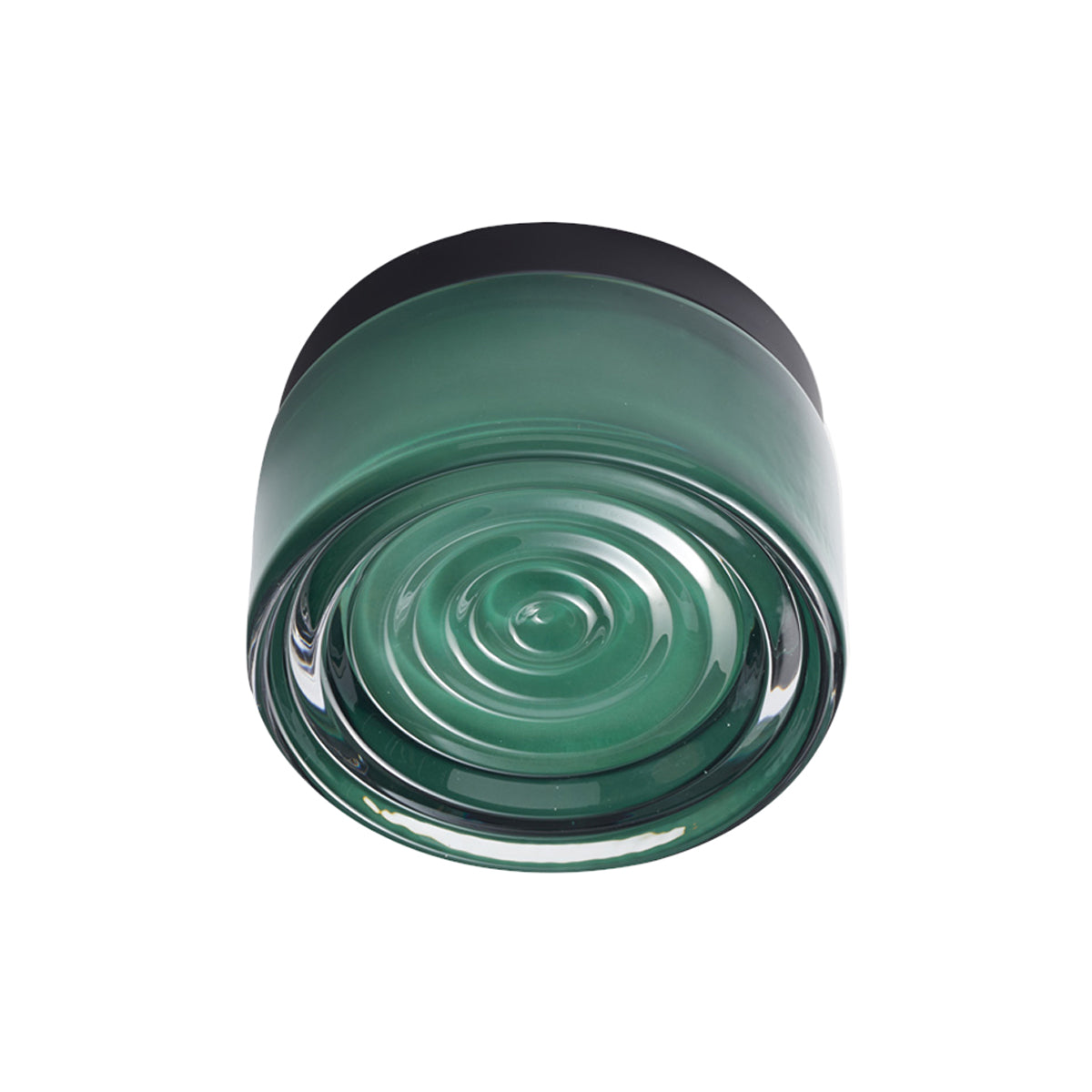 Ripple Flush Mount: Jade Glass + Black Anodized