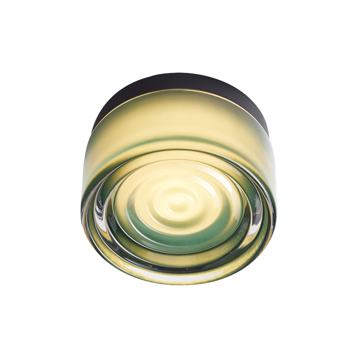 Ripple Flush Mount: Jade Glass + Black Anodized