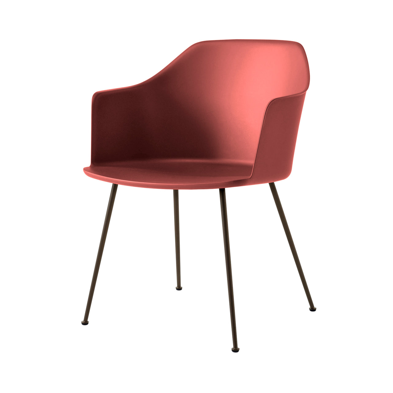 Rely Armchair HW33: Set of 4 + Red Brown + Bronzed