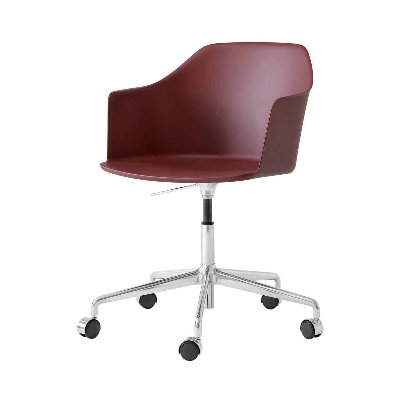 Rely Armchair HW53: Red Brown + Polished Aluminum