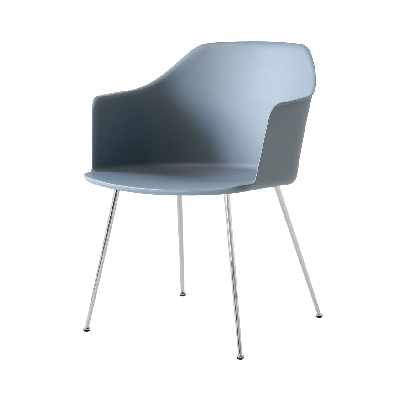 Rely Armchair HW33: Set of 4 + Light Blue + Chrome