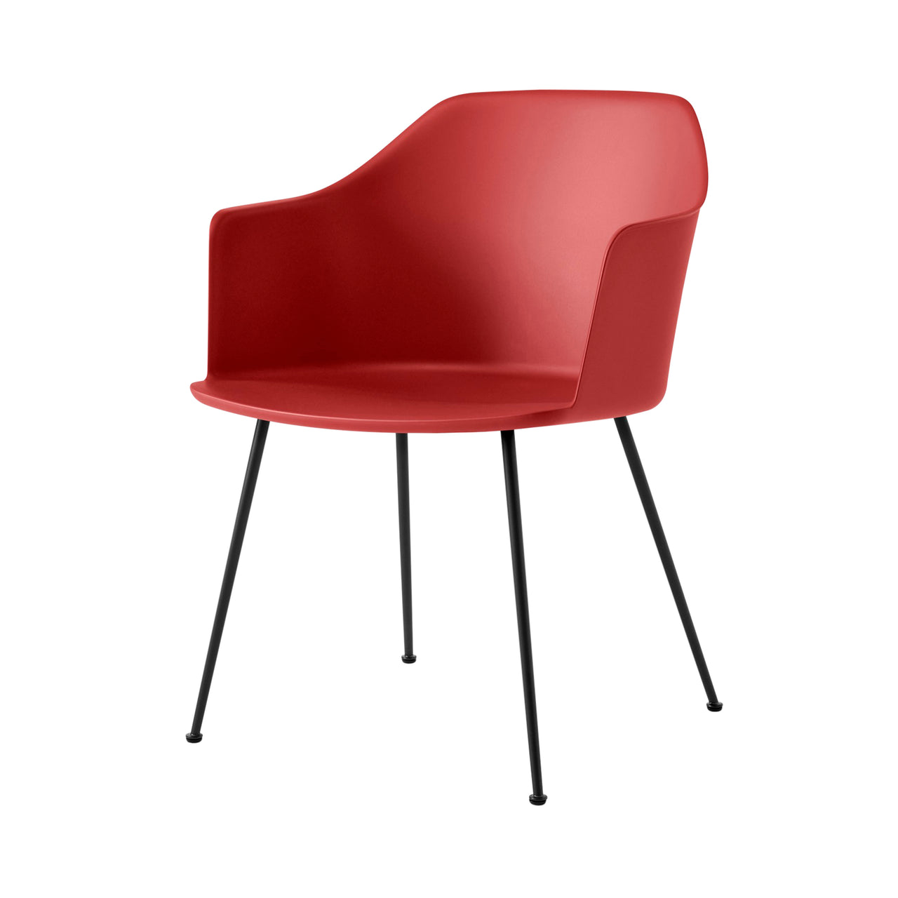Rely Armchair HW33: Set of 4 + Vermilion Red + Black