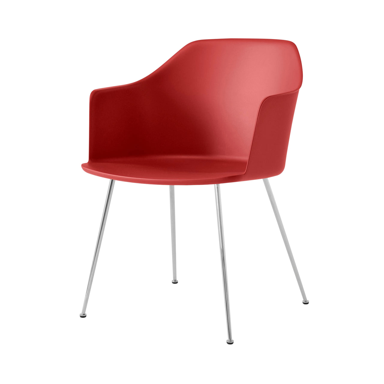 Rely Armchair HW33: Set of 4 + Vermilion Red + Chrome