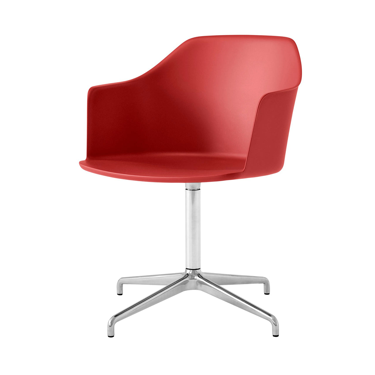 Rely Armchair HW43: Vermilion Red + Polished Aluminum