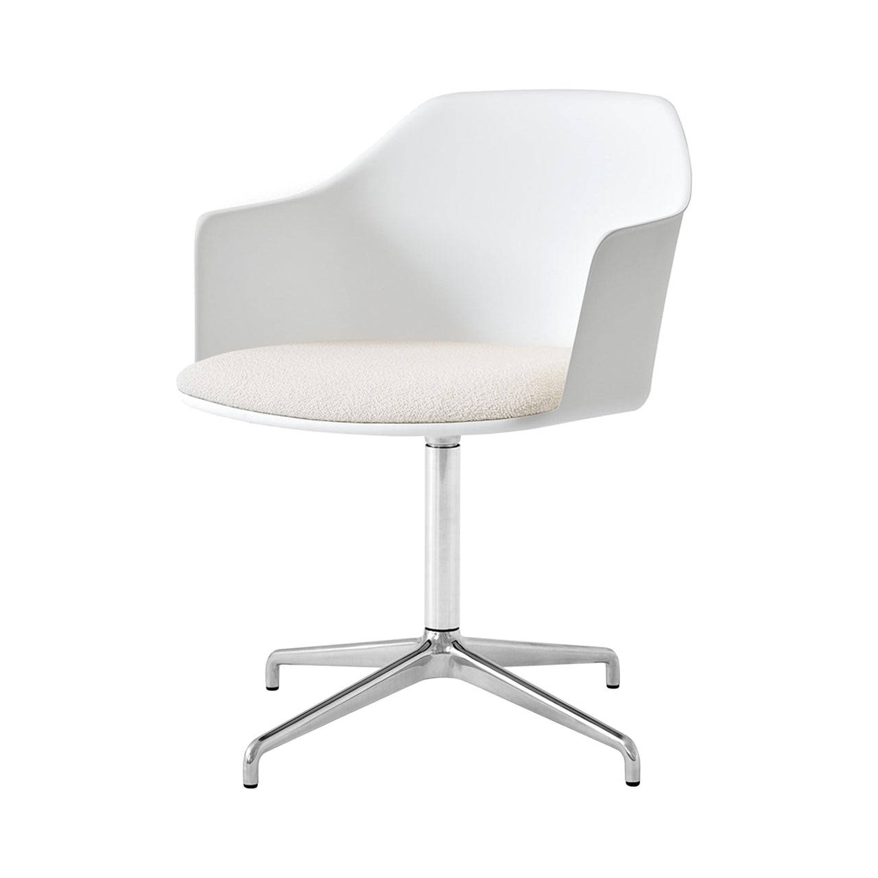 Rely Armchair HW39: Polished Aluminum + White