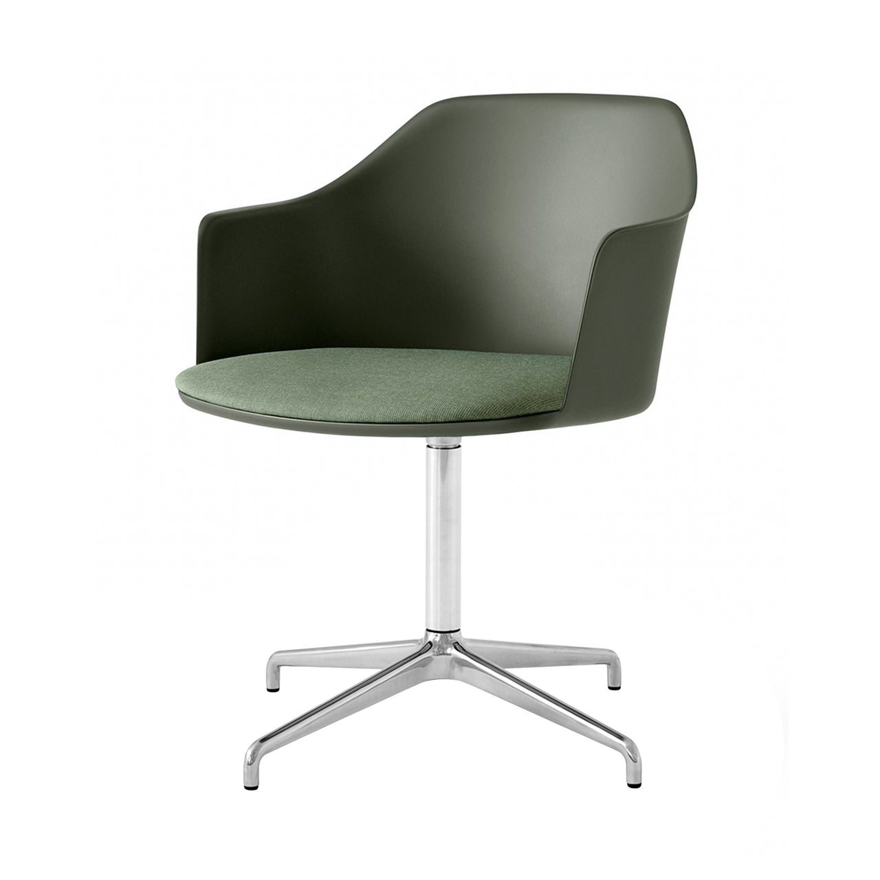 Rely Armchair HW39: Polished Aluminum + Bronze Green