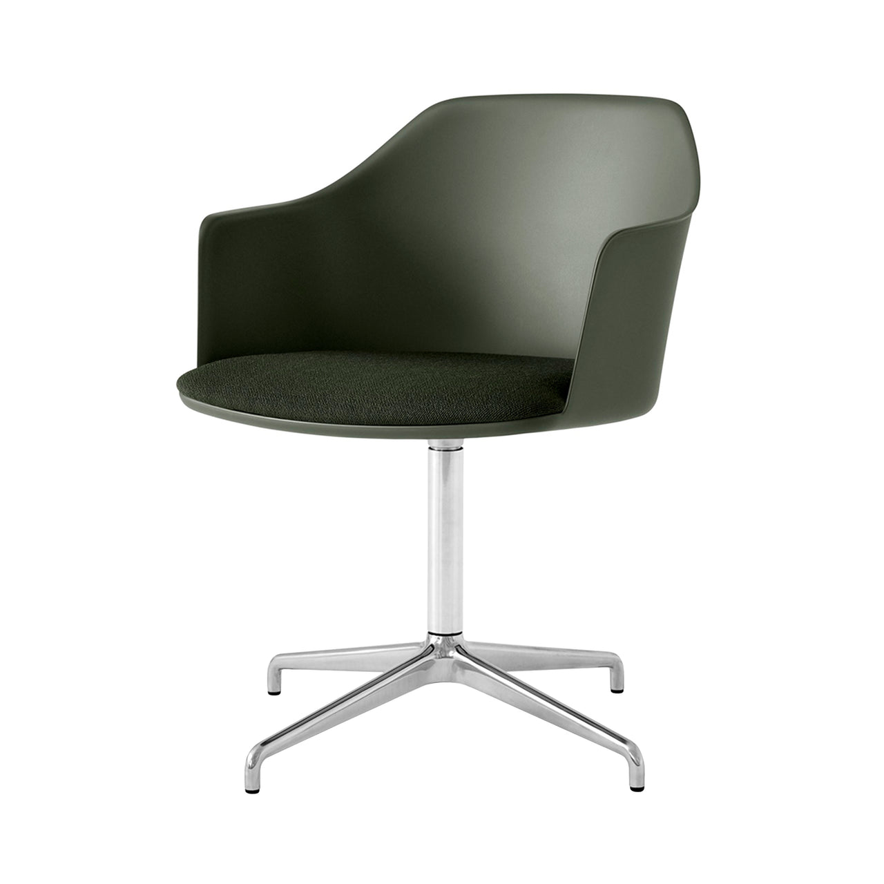 Rely Armchair HW39: Polished Aluminum + Bronze Green