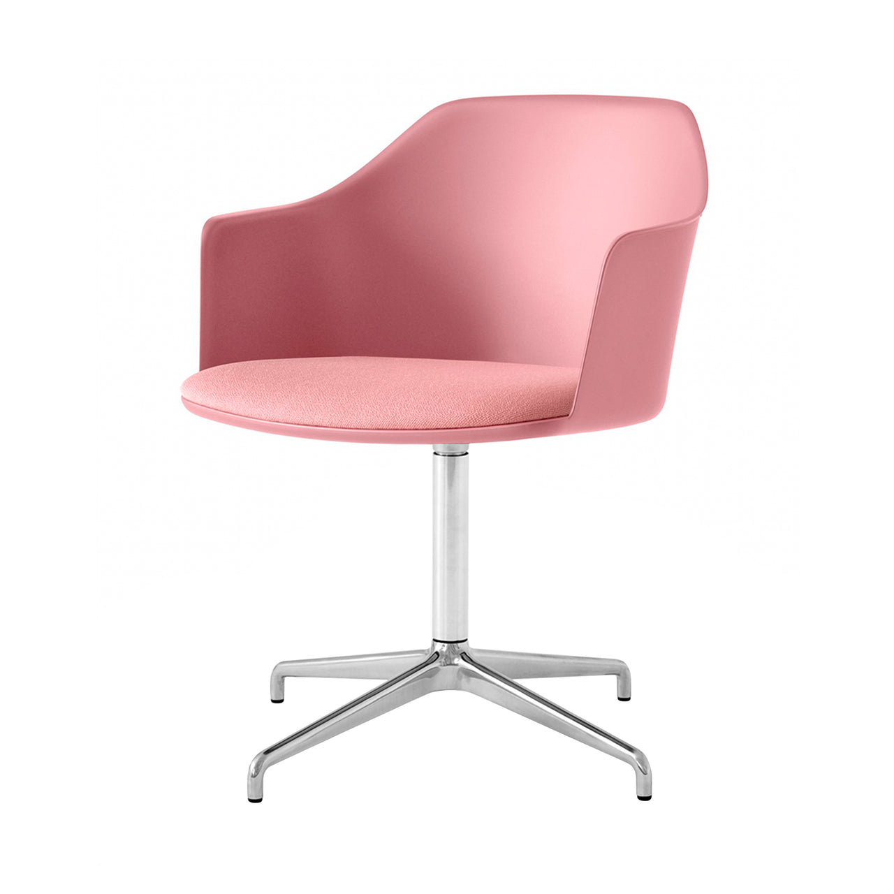 Rely Armchair HW39: Polished Aluminum + Soft Pink