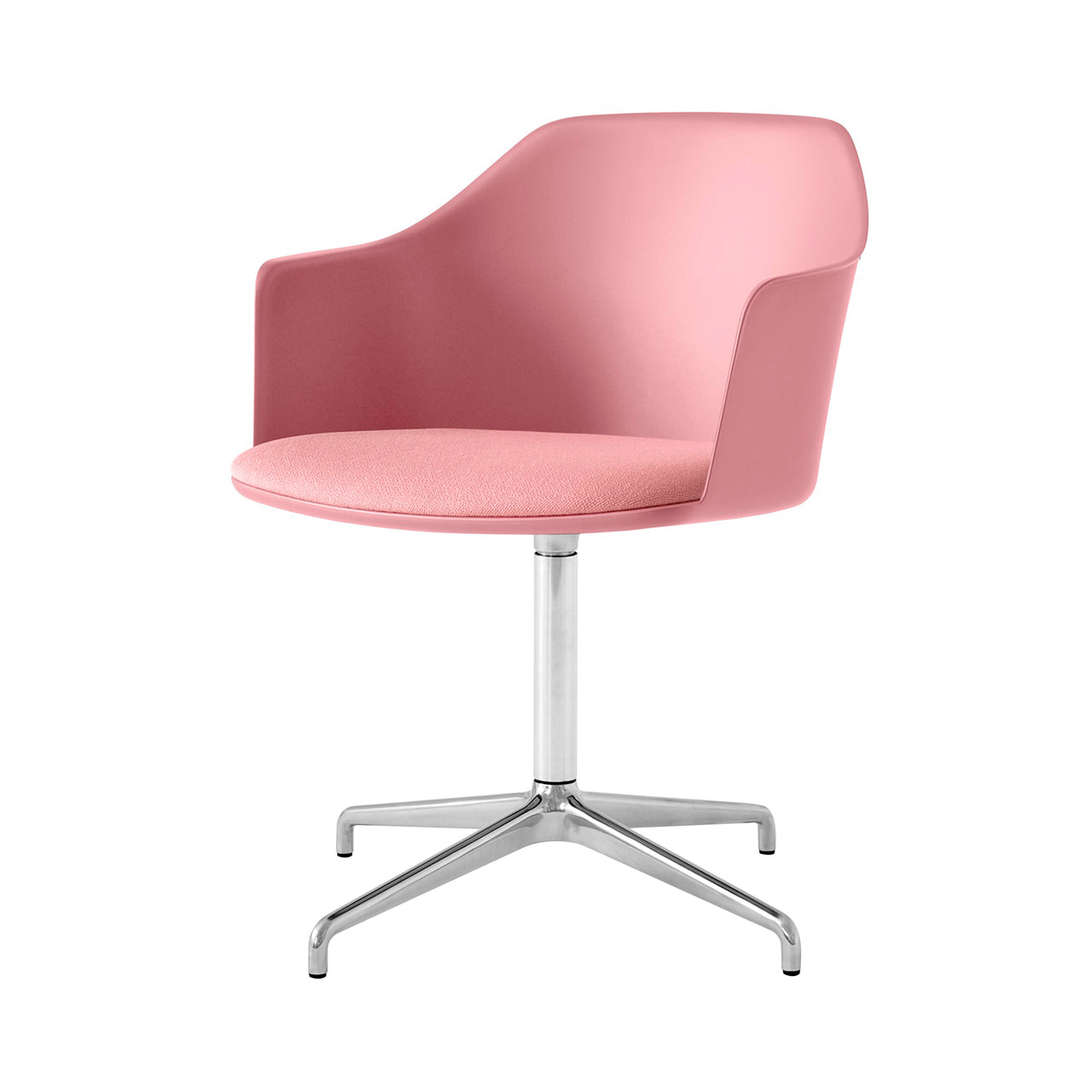 Rely Armchair HW44: Polished Aluminum + Soft Pink